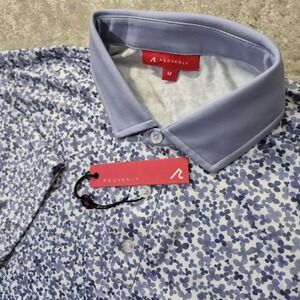 Redvanly Performance Polo Shirt Mens Medium Purple Floral Stretch Golf Academia